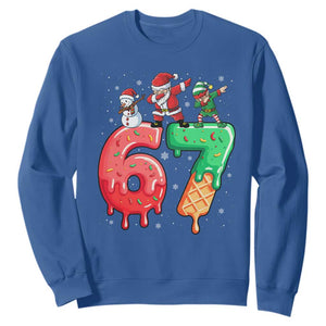 67 Six Seven Christmas Sweatshirt Funny Dabbing Santa Elf Friends 6 7 Meme Gen Alpha Slang TS10 Royal Blue Print Your Wear