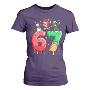 67 Six Seven Christmas T Shirt For Women Funny Dabbing Santa Elf Friends 6 7 Meme Gen Alpha Slang TS10 Purple Print Your Wear