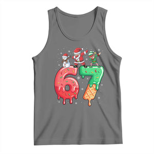 67 Six Seven Christmas Tank Top Funny Dabbing Santa Elf Friends 6 7 Meme Gen Alpha Slang TS10 Black Heather Print Your Wear