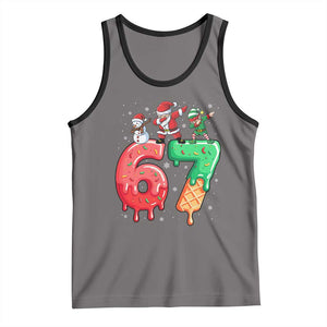 67 Six Seven Christmas Tank Top Funny Dabbing Santa Elf Friends 6 7 Meme Gen Alpha Slang TS10 Deep Heather Black Print Your Wear