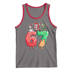 67 Six Seven Christmas Tank Top Funny Dabbing Santa Elf Friends 6 7 Meme Gen Alpha Slang TS10 Deep Heather Red Print Your Wear