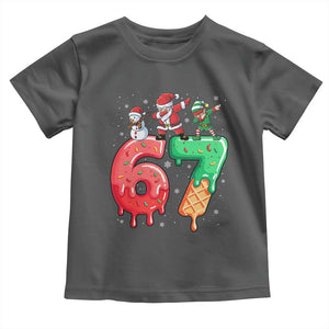 67 Six Seven Christmas Toddler T Shirt Funny Dabbing Santa Elf Friends 6 7 Meme Gen Alpha Slang TS10 Dark Heather Print Your Wear