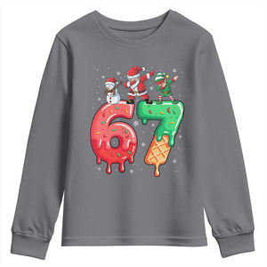67 Six Seven Christmas Youth Sweatshirt Funny Dabbing Santa Elf Friends 6 7 Meme Gen Alpha Slang TS10 Charcoal Print Your Wear