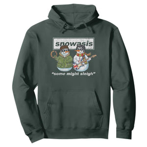 Snowasis Some Might Sleigh Christmas Hoodie Funny Music Lovers Snowman Singers Band TS10 Dark Forest Green Print Your Wear
