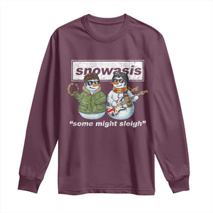 Snowasis Some Might Sleigh Christmas Long Sleeve Shirt Funny Music Lovers Snowman Singers Band TS10 Maroon Print Your Wear