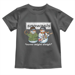 Snowasis Some Might Sleigh Christmas Toddler T Shirt Funny Music Lovers Snowman Singers Band TS10 Dark Heather Print Your Wear