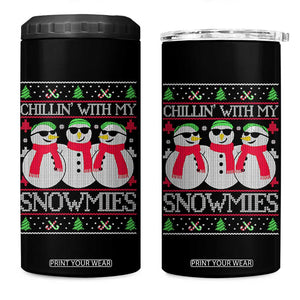 Chillin With My Snowmies 4 in 1 Can Cooler Tumbler Funny Snowman Christmas Kids Boys Ugly Xmas TS10 One Size: 16 oz Black Print Your Wear