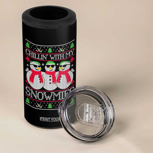 Chillin With My Snowmies 4 in 1 Can Cooler Tumbler Funny Snowman Christmas Kids Boys Ugly Xmas TS10 Print Your Wear
