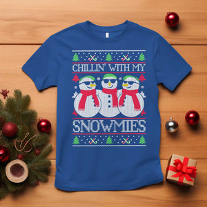 Chillin With My Snowmies T Shirt Funny Snowman Christmas Kids Boys Ugly Xmas TS10 Royal Blue Print Your Wear