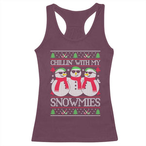 Chillin With My Snowmies Racerback Tank Top Funny Snowman Christmas Kids Boys Ugly Xmas TS10 Maroon Print Your Wear