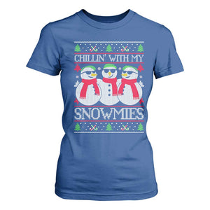 Chillin With My Snowmies T Shirt For Women Funny Snowman Christmas Kids Boys Ugly Xmas TS10 Royal Blue Print Your Wear