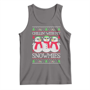Chillin With My Snowmies Tank Top Funny Snowman Christmas Kids Boys Ugly Xmas TS10 Deep Heather Print Your Wear