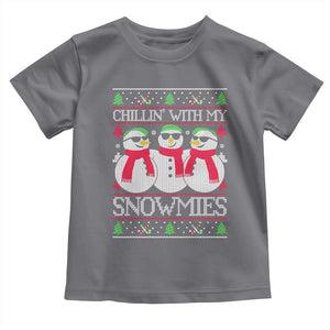 Chillin With My Snowmies Toddler T Shirt Funny Snowman Christmas Kids Boys Ugly Xmas TS10 Charcoal Print Your Wear