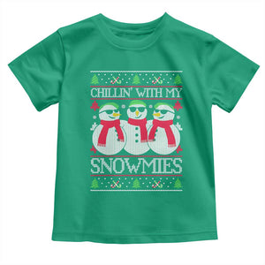 Chillin With My Snowmies Toddler T Shirt Funny Snowman Christmas Kids Boys Ugly Xmas TS10 Irish Green Print Your Wear