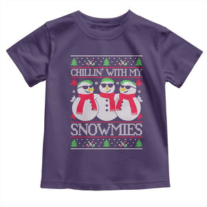 Chillin With My Snowmies Toddler T Shirt Funny Snowman Christmas Kids Boys Ugly Xmas TS10 Purple Print Your Wear