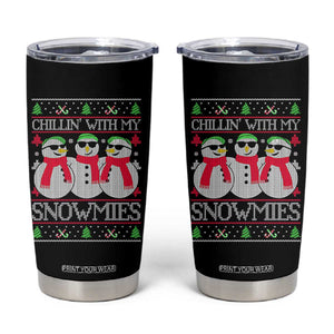 Chillin With My Snowmies Tumbler Cup Funny Snowman Christmas Kids Boys Ugly Xmas TS10 Black Print Your Wear