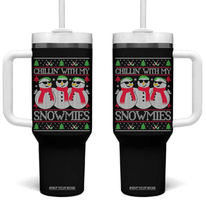 Chillin With My Snowmies Tumbler With Handle Funny Snowman Christmas Kids Boys Ugly Xmas TS10 One Size: 40 oz Black Print Your Wear