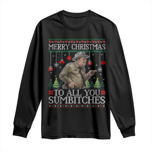 Merry Christmas Sumbitches Long Sleeve Shirt Funny Smokey Retro 80s Movie The Bandit Ugly Xmas TS10 Black Print Your Wear