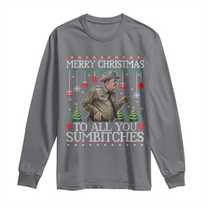 Merry Christmas Sumbitches Long Sleeve Shirt Funny Smokey Retro 80s Movie The Bandit Ugly Xmas TS10 Charcoal Print Your Wear