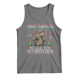 Merry Christmas Sumbitches Tank Top Funny Smokey Retro 80s Movie The Bandit Ugly Xmas TS10 Black Heather Print Your Wear