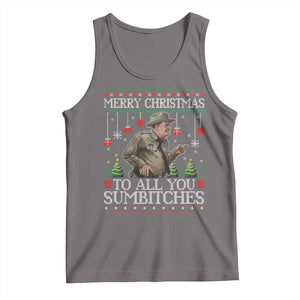 Merry Christmas Sumbitches Tank Top Funny Smokey Retro 80s Movie The Bandit Ugly Xmas TS10 Deep Heather Print Your Wear