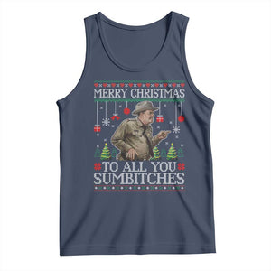 Merry Christmas Sumbitches Tank Top Funny Smokey Retro 80s Movie The Bandit Ugly Xmas TS10 Navy Print Your Wear