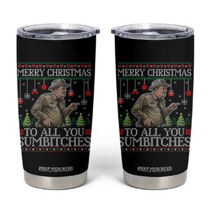 Merry Christmas Sumbitches Tumbler Cup Funny Smokey Retro 80s Movie The Bandit Ugly Xmas TS10 Black Print Your Wear