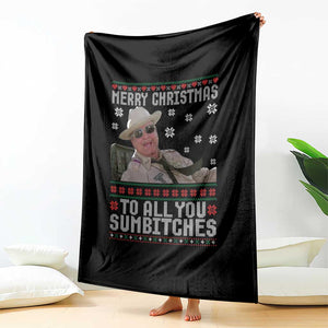 Merry Christmas To All You Sumbitches Throw Blanket Funny Ugly Xmas Retro 80s Movie TS10 Print Your Wear