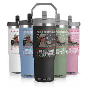 Merry Christmas To All You Sumbitches Flip Straw Tumbler Funny Ugly Xmas Retro 80s Movie TS10 Print Your Wear