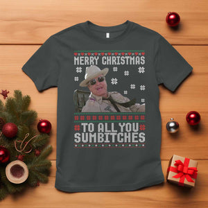 Merry Christmas To All You Sumbitches T Shirt Funny Ugly Xmas Retro 80s Movie TS10 Dark Heather Print Your Wear