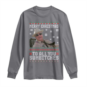 Merry Christmas To All You Sumbitches Long Sleeve Shirt Funny Ugly Xmas Retro 80s Movie TS10 Charcoal Print Your Wear