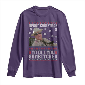 Merry Christmas To All You Sumbitches Long Sleeve Shirt Funny Ugly Xmas Retro 80s Movie TS10 Purple Print Your Wear
