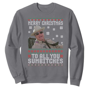 Merry Christmas To All You Sumbitches Sweatshirt Funny Ugly Xmas Retro 80s Movie TS10 Charcoal Print Your Wear