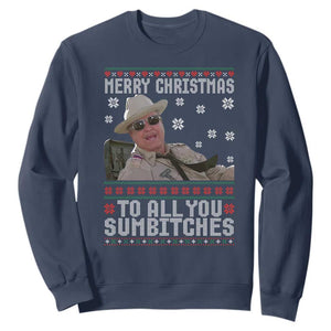 Merry Christmas To All You Sumbitches Sweatshirt Funny Ugly Xmas Retro 80s Movie TS10 Navy Print Your Wear