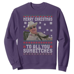 Merry Christmas To All You Sumbitches Sweatshirt Funny Ugly Xmas Retro 80s Movie TS10 Purple Print Your Wear