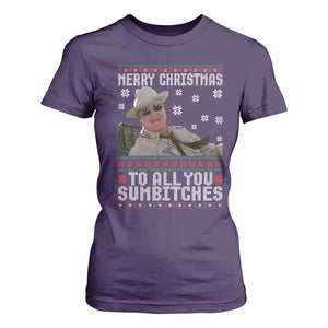Merry Christmas To All You Sumbitches T Shirt For Women Funny Ugly Xmas Retro 80s Movie TS10 Purple Print Your Wear