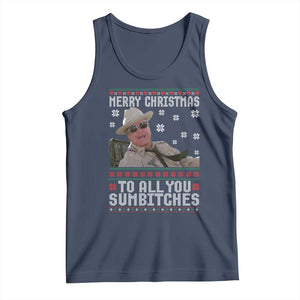 Merry Christmas To All You Sumbitches Tank Top Funny Ugly Xmas Retro 80s Movie TS10 Navy Print Your Wear