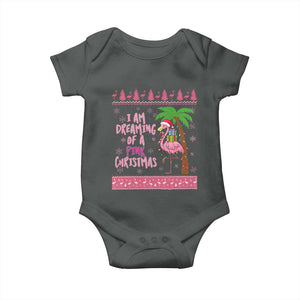 I Am Dreaming Of A Pink Christmas Baby Onesie Family Trip Santa Flamingo Palm Tree Ugly Xmas TS10 Dark Heather Print Your Wear