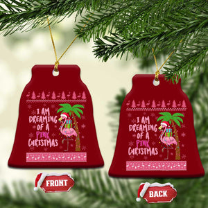 I Am Dreaming Of A Pink Christmas Ceramic Ornament Family Trip Santa Flamingo Palm Tree Ugly Xmas TS10 Print Your Wear