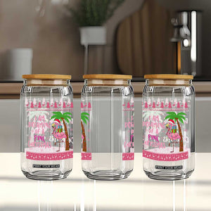 I Am Dreaming Of A Pink Christmas Glass Can Family Trip Santa Flamingo Palm Tree Ugly Xmas TS10 Print Your Wear