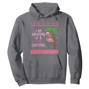 I Am Dreaming Of A Pink Christmas Hoodie Family Trip Santa Flamingo Palm Tree Ugly Xmas TS10 Charcoal Print Your Wear