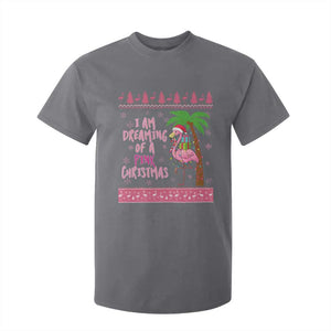 I Am Dreaming Of A Pink Christmas T Shirt For Kid Family Trip Santa Flamingo Palm Tree Ugly Xmas TS10 Charcoal Print Your Wear