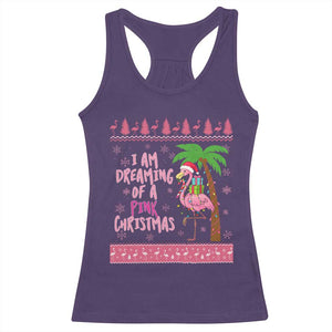I Am Dreaming Of A Pink Christmas Racerback Tank Top Family Trip Santa Flamingo Palm Tree Ugly Xmas TS10 Purple Print Your Wear