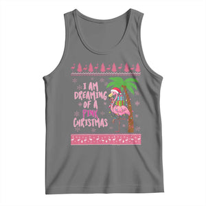 I Am Dreaming Of A Pink Christmas Tank Top Family Trip Santa Flamingo Palm Tree Ugly Xmas TS10 Black Heather Print Your Wear