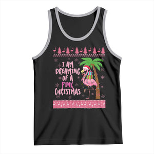 I Am Dreaming Of A Pink Christmas Tank Top Family Trip Santa Flamingo Palm Tree Ugly Xmas TS10 Black Athletic Heather Print Your Wear
