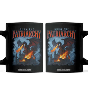 Vintage 90s Feminism Dragon Coffee Mug Burn the Patriarchy TS10 Black Print Your Wear