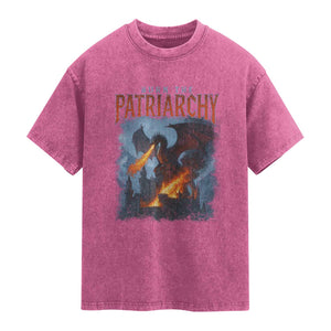 Vintage 90s Feminism Dragon Washed Cotton T-Shirt Burn the Patriarchy
