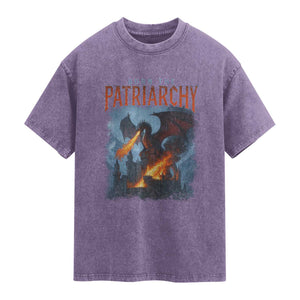 Vintage 90s Feminism Dragon Washed Cotton T-Shirt Burn the Patriarchy