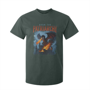 Vintage 90s Feminism Dragon T Shirt For Kid Burn the Patriarchy TS10 Dark Forest Green Print Your Wear