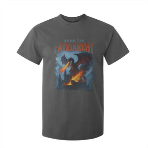 Vintage 90s Feminism Dragon T Shirt For Kid Burn the Patriarchy TS10 Dark Heather Print Your Wear